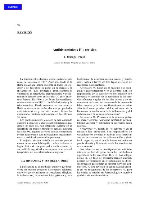 Antihistamínicos H1: revisión - Alergología e Inmunología Clínica