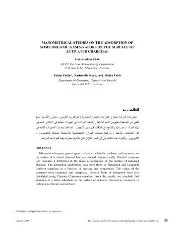 Manometrical Studies on the Adsorption of Some Organic Gases ...