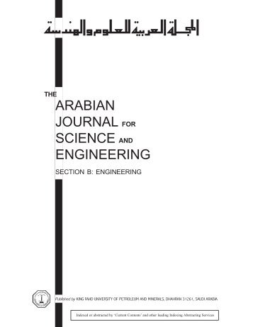 Front Matter - Arabian Journal for Science and Engineering - King ...