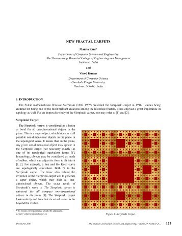 New Fractal Carpets - Arabian Journal for Science and Engineering