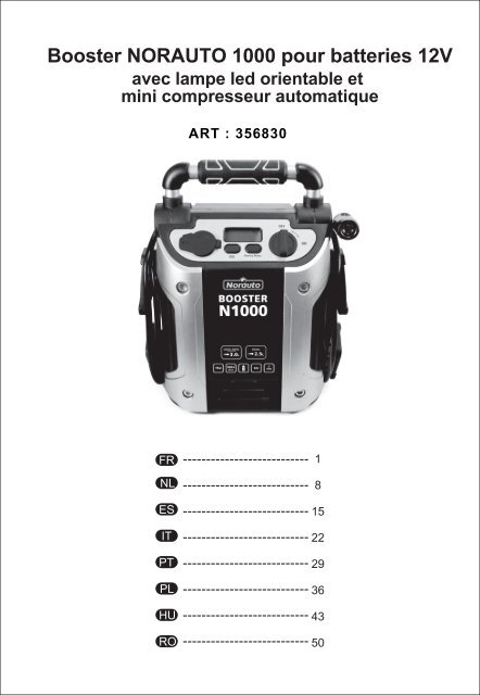 Booster NORAUTO 1000 pour batteries 12V avec lampe led