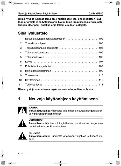 Instrucciones de uso - Waeco