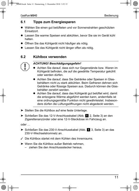 Instrucciones de uso - Waeco