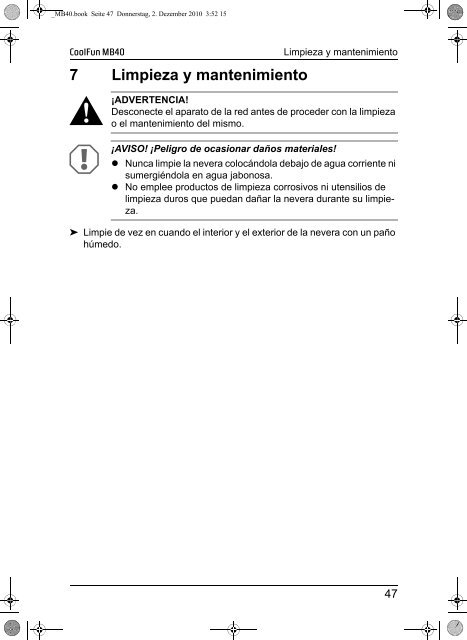 Instrucciones de uso - Waeco