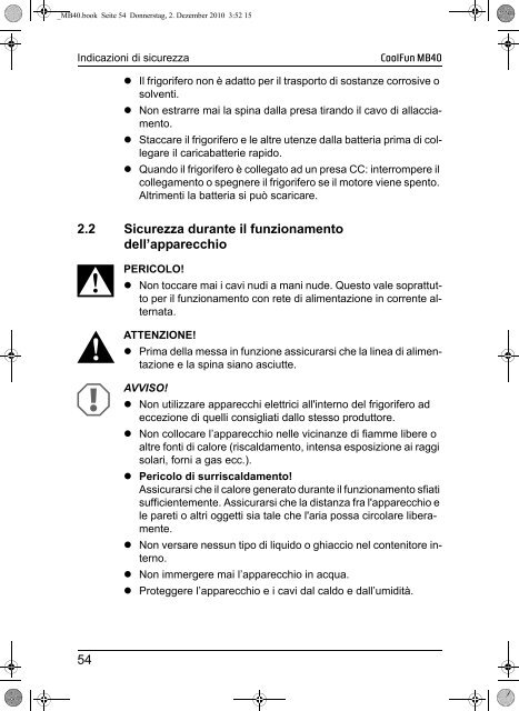 Instrucciones de uso - Waeco