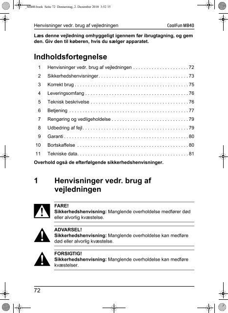 Instrucciones de uso - Waeco