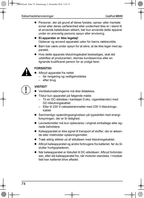 Instrucciones de uso - Waeco