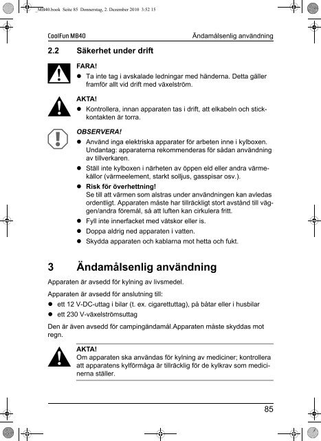 Instrucciones de uso - Waeco