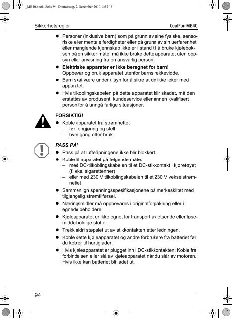 Instrucciones de uso - Waeco