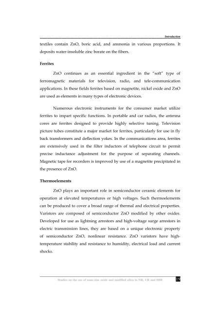 Studies on the use of nano zinc oxide and modified silica in NR, CR ...