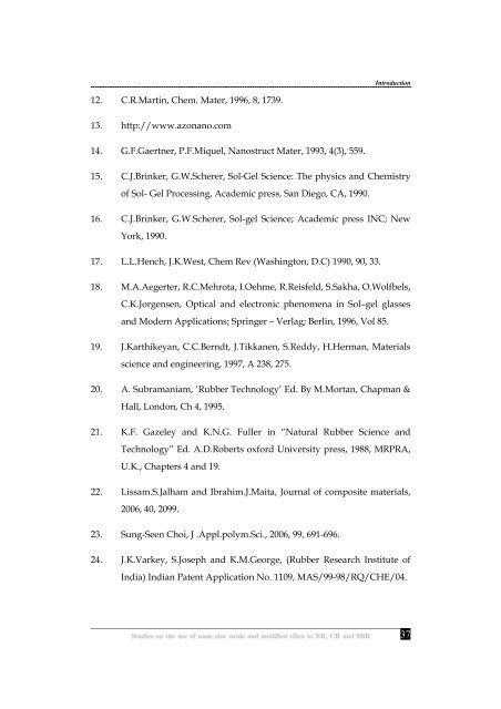 Studies on the use of nano zinc oxide and modified silica in NR, CR ...