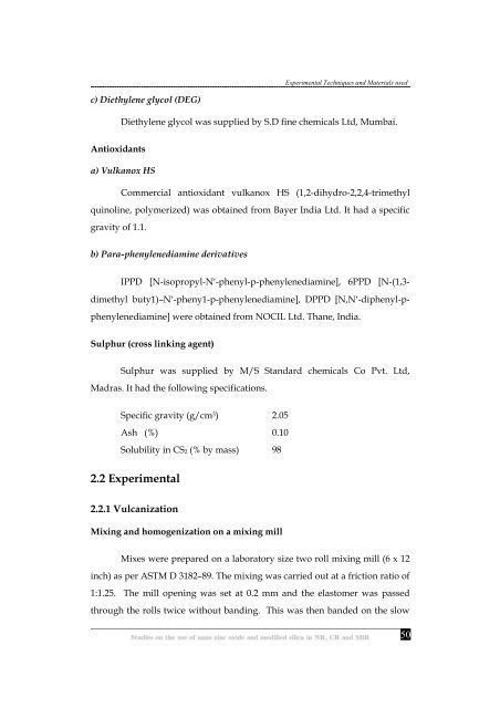 Studies on the use of nano zinc oxide and modified silica in NR, CR ...