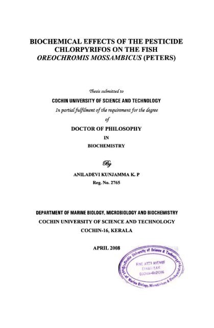 oreochromis mossambicus - Dyuthi Home - Cochin University of ...