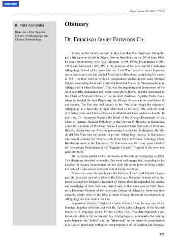 Obituary Dr. Francisco Javier Farrerons Co