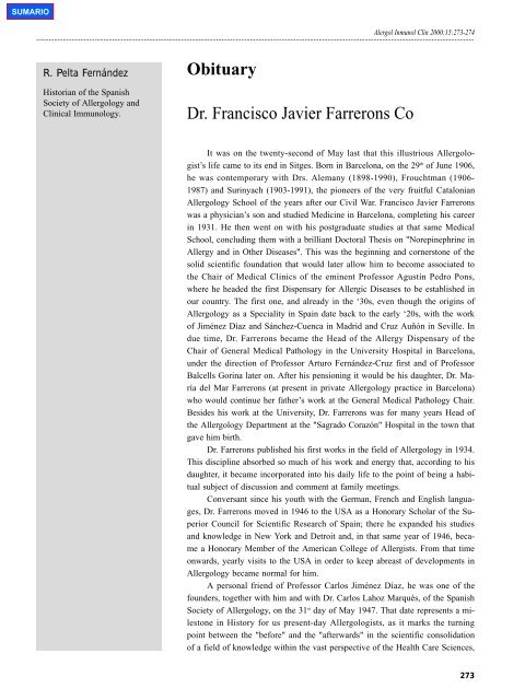 Obituary Dr. Francisco Javier Farrerons Co