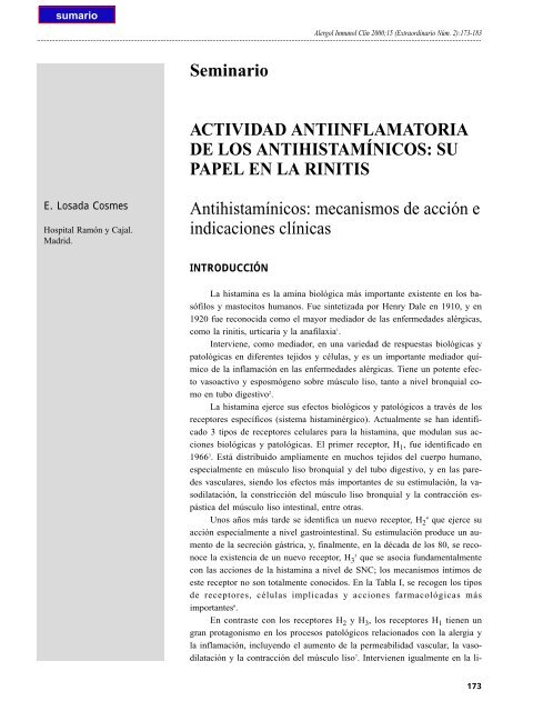 Antihistamínicos: mecanismos de acción e indicaciones clínicas