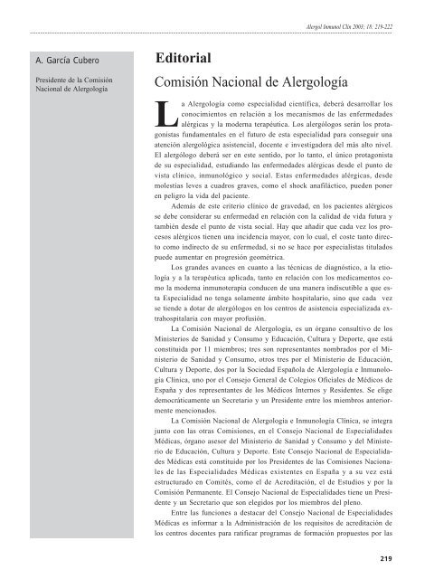 Comisión Nacional de Alergología - Alergología e Inmunología ...