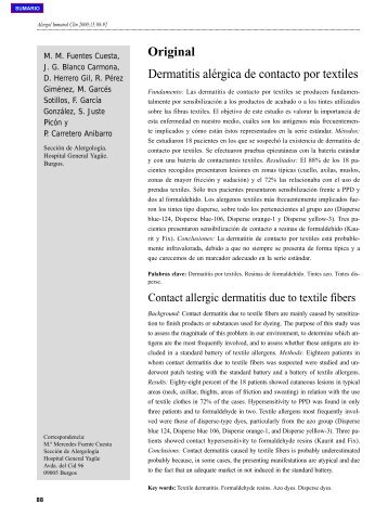 Dermatitis alérgica de contacto por textiles Original - Alergología e ...