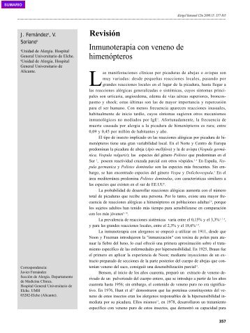 Inmunoterapia con veneno de himenópteros - Alergología e ...