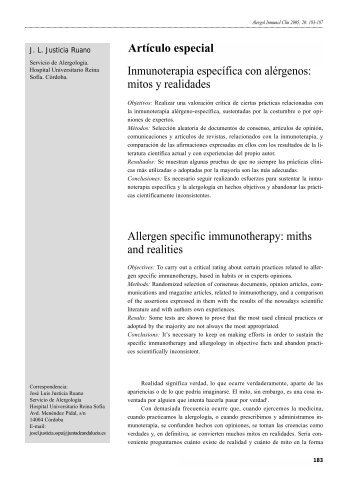 Inmunoterapia específica con alérgenos - Alergología e ...