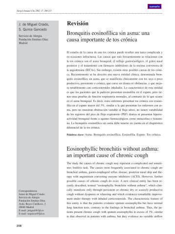 Bronquitis eosinofílica sin asma: una causa importante de tos ...