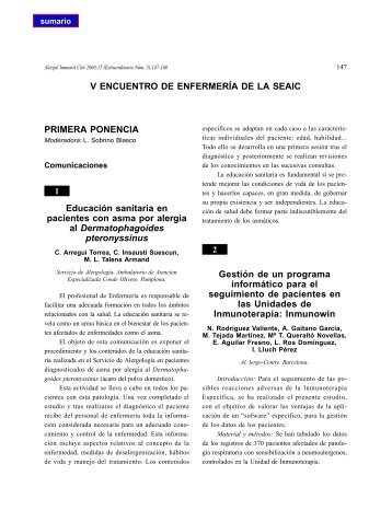 Educación sanitaria en pacientes con asma por alergia al ...