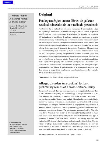Patología alérgica en una fábrica de galletas - Alergología e ...