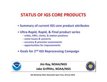 Status of IGS core products - IGS Analysis Center Coordinator (ACC)