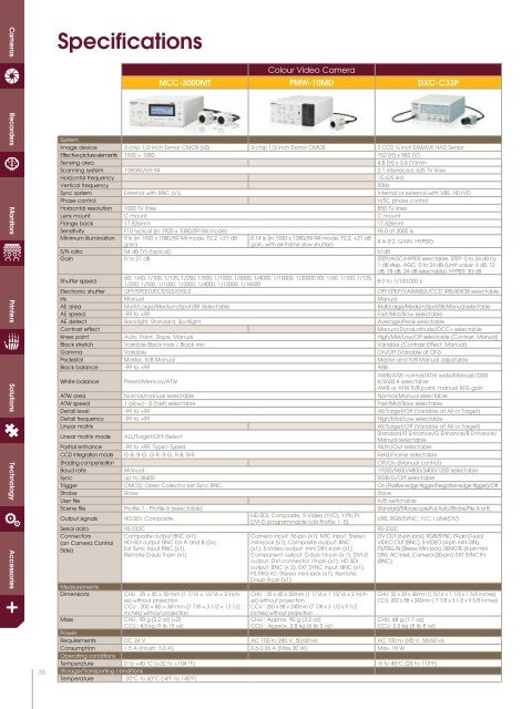 Medical Catalogue - Sony of Canada | Professional Solutions