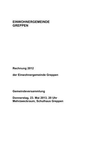 Rechnung 2012 ausführliche Version - Gemeinde Greppen