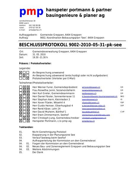 Beschlussprotokoll - Gemeinde Greppen