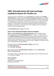VBN- Schnellbuslinie 630 setzt werktags ... - Evb-service.de