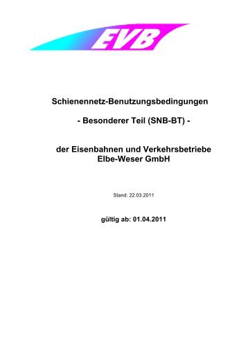 Schienennetz-Benutzungsbedingungen ... - Evb-service.de