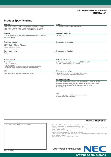 NEC Express5800/i120Ra-e1 - NEC Philippines, Inc.