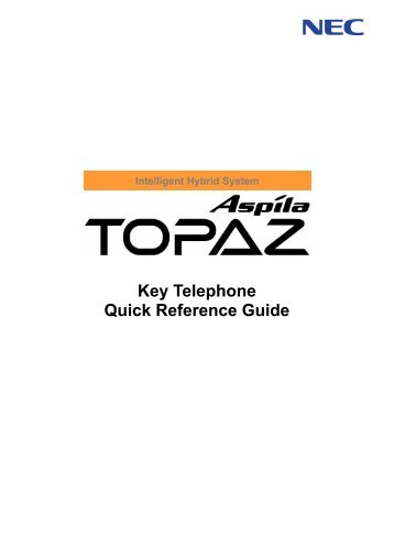 Aspila Topaz Key Telephone Quick Reference Guide