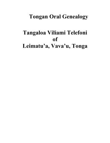 Tonga. Genealogy of Tangaloa Viliami Telefoni - FamilySearch