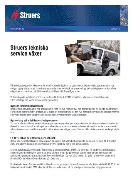 Struers tekniska service växer - Apsis