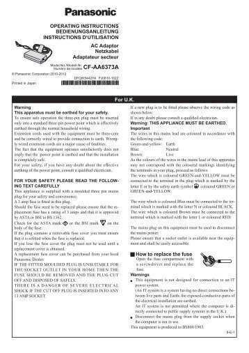 How to replace the fuse For U.K. OPERATING ... - Panasonic