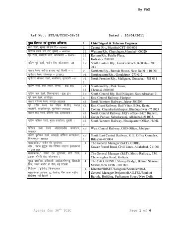 Agenda for 36th TCSC Page 1 of 6 By FAX Ref No.: STT/G ... - rdso