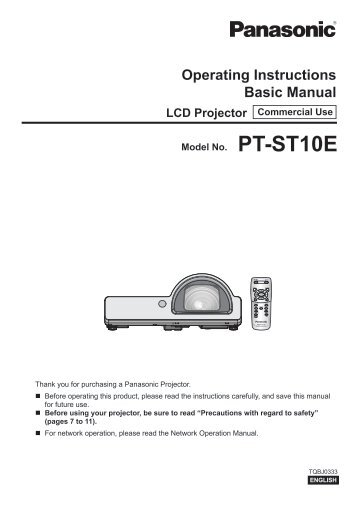 PT-ST10E operating instructions - Panasonic Business