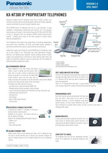 KX-NT300 IP PROPRIETARY TELEPHONES - Panasonic Business