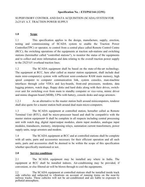 SPECICATION NO. ETI/PSI/144 (12/91) SPECIFICATION FOR ... - rdso