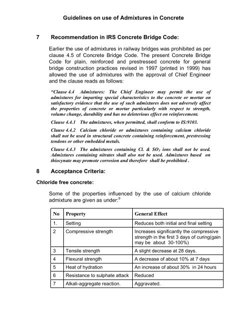 Guidelines on use of Admixtures in Concrete 7 ... - rdso