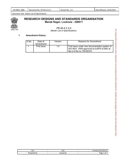 record of corrective and preventive action - rdso - Indian Railway