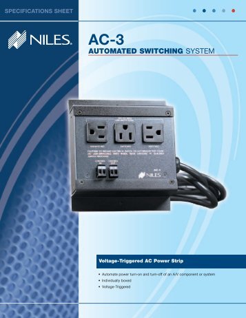 Specification Sheet - Niles Audio