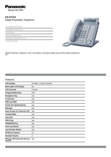 KX-DT333 Digital Proprietary Telephone - Panasonic Business