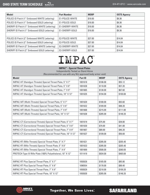 PRICE LIST