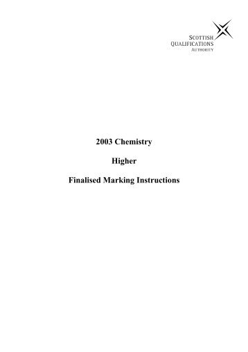 2003 Chemistry Higher Finalised Marking Instructions - eduBuzz