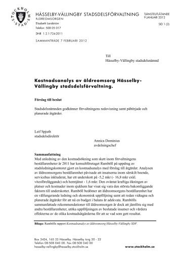 HÄSSELBY-VÄLLINGBY STADSDELSFÖRVALTNING ... - Insyn