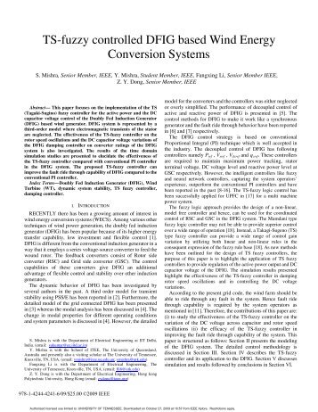 TS-fuzzy controlled DFIG based Wind Energy Conversion Systems